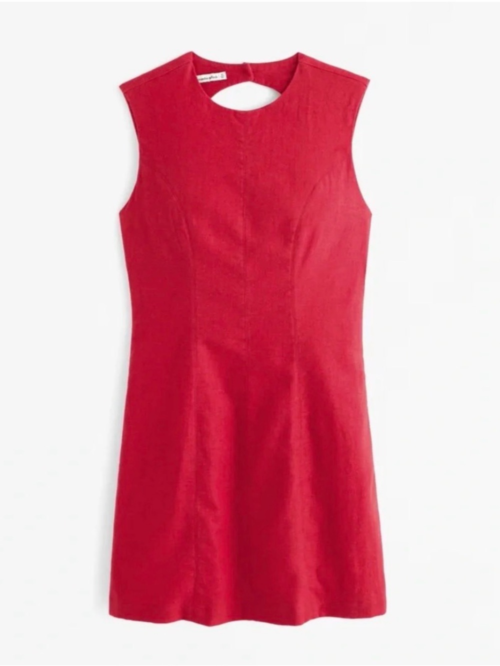 Abercrombie & Fitch Linen-Blend Shell Red Mini Sleeveless Backless Dress in Red - Picture 2 of 6